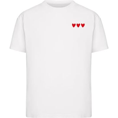 MST382 Miss Tee Damska koszulka Amour Toujours Heart – oversize, bawełniana koszulka, okrągły dekolt, mały nadruk z przodu, duży nadruk w kształcie serca z napisem, swobodny krój MST382 Miss Tee Damska koszulka Amour Toujours Heart – oversize, bawełniana koszulka, okrągły dekolt, mały nadruk z przodu, duży nadruk w kształcie serca z napisem, swobodny krój