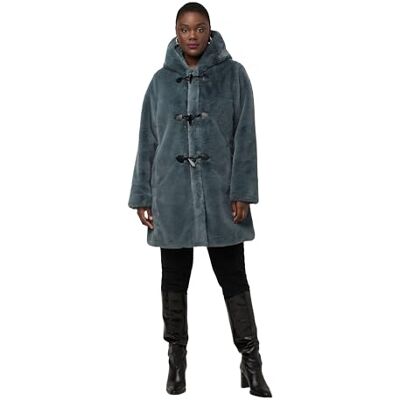 821959 Ulla Popken, Damski płaszcz ze sztucznego futra z guzikami, khaki, 42-44 duże rozmiary 821959 Ulla Popken, Damski płaszcz ze sztucznego futra z guzikami, khaki, 42-44 duże rozmiary