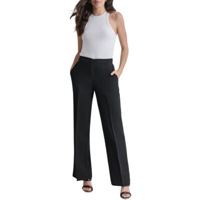 P4HKTX96 DKNY Damskie spodnie Double Weave Wide Leg, czarne, rozmiar 40, czarny, 40 P4HKTX96 DKNY Damskie spodnie Double Weave Wide Leg, czarne, rozmiar 40, czarny, 40