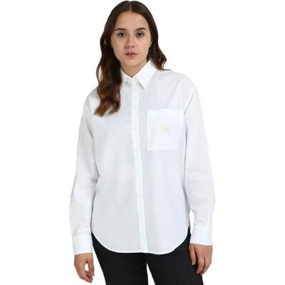 J20J224436YAFM Calvin Klein Luźna koszula damska z tkaniny S/S, Jasnobiały, M J20J224436YAFM Calvin Klein Luźna koszula damska z tkaniny S/S, Jasnobiały, M