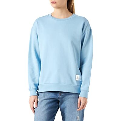 3LYM05YJ6UZ15BLL Armani Exchange Długi rękaw, wytłoczone logo, koszulka z okrągłym dekoltem dla kobiet, Lód, XS 3LYM05YJ6UZ15BLL Armani Exchange Długi rękaw, wytłoczone logo, koszulka z okrągłym dekoltem dla kobiet, Lód, XS