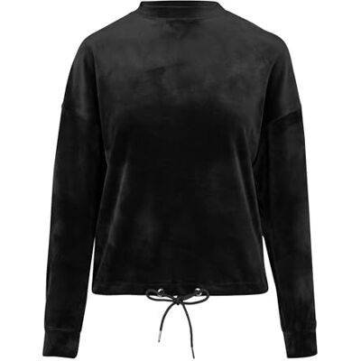 TB1730-7 Urban Classics Damski sweter damski Oversized Velvet Crew, czarny (czarny 7), XS TB1730-7 Urban Classics Damski sweter damski Oversized Velvet Crew, czarny (czarny 7), XS