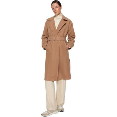 TWOAW22KB0015 TRENDYOL Płaszcz szary Maxi, norka, 36 TWOAW22KB0015 TRENDYOL Płaszcz szary Maxi, norka, 36