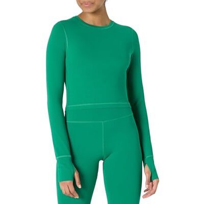 AEWM65062_Emerald Green Amazon Essentials Damska koszulka treningowa Active FormFlex Buttery Soft Long Sleeve Slim Fit Crop Layering, zieony (Szmaragdowa zieleń), M AEWM65062_Emerald Green Amazon Essentials Damska koszulka treningowa Active FormFlex Buttery Soft Long Sleeve Slim Fit Crop Layering, zieony (Szmaragdowa zieleń), M