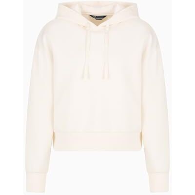XW000505 Armani Exchange Women's Blue Edition, sustainable, naszywane logo, bluza z kapturem, biała, L, Iso, L XW000505 Armani Exchange Women's Blue Edition, sustainable, naszywane logo, bluza z kapturem, biała, L, Iso, L