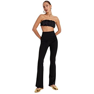 TWOSS20PL0342 Trendyol Black Flare Knitting Pants spodenki damskie, czarny, M TWOSS20PL0342 Trendyol Black Flare Knitting Pants spodenki damskie, czarny, M