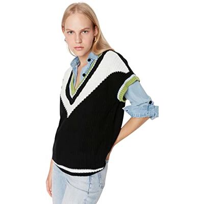 8683047271613 TRENDYOL Women's V-Yaka Knitwear Sweater, czarna, S, czarny, S 8683047271613 TRENDYOL Women's V-Yaka Knitwear Sweater, czarna, S, czarny, S