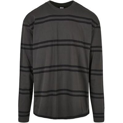 TB4464 Urban Classics Męska koszulka oversized Striped z długim rękawem, Blackbird/Black, L TB4464 Urban Classics Męska koszulka oversized Striped z długim rękawem, Blackbird/Black, L