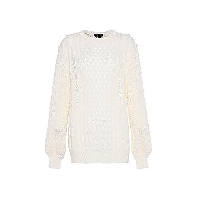 110301-000059 faina Damski temperament pusty design sweter z dzianiny sweter wełniany biały rozmiar M/L, biały (wollweiss), M 110301-000059 faina Damski temperament pusty design sweter z dzianiny sweter wełniany biały rozmiar M/L, biały (wollweiss), M