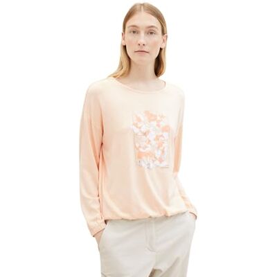 1040564 TOM TAILOR Damska koszulka z długim rękawem z nadrukiem, 34911 Light Coral Melange, XL 1040564 TOM TAILOR Damska koszulka z długim rękawem z nadrukiem, 34911 Light Coral Melange, XL