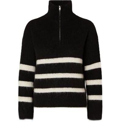 16090274 SELECTED FEMME Damski sweter z dzianiny Slfmaline Ls Knit Half Zip Noos, czarny, XL 16090274 SELECTED FEMME Damski sweter z dzianiny Slfmaline Ls Knit Half Zip Noos, czarny, XL