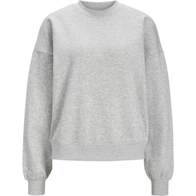 12234882 JACK&JONES Damska bluza JXALLY RLX Short LS Crew SWT, jasnoszary melanż, S, Light Grey Melange, S 12234882 JACK&JONES Damska bluza JXALLY RLX Short LS Crew SWT, jasnoszary melanż, S, Light Grey Melange, S