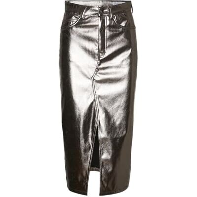10311707 VERO MODA VMVERI HR Calf PL Skirt NOOS, Chrome Grey, M 10311707 VERO MODA VMVERI HR Calf PL Skirt NOOS, Chrome Grey, M