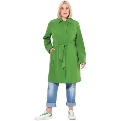 835559_438_54+ Ulla Popken Hyprar damski trencz softshell, wodoodporny, płaszcz na pasek, zielony (Mintgrün), 54-56 835559_438_54+ Ulla Popken Hyprar damski trencz softshell, wodoodporny, płaszcz na pasek, zielony (Mintgrün), 54-56