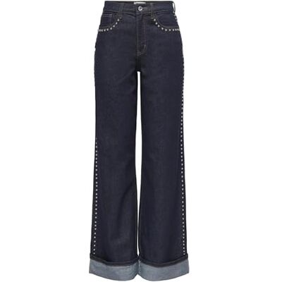 15363388-4904039 ONLY Onlhope Hw Wide Stud Fold Up DNM Mae, niebieski (Dark Blue Denim), 31W / 32L 15363388-4904039 ONLY Onlhope Hw Wide Stud Fold Up DNM Mae, niebieski (Dark Blue Denim), 31W / 32L