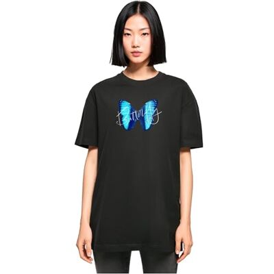 MP0006771 Merchcode Damska koszulka damska Butterfly Blue Oversized Boyfriend Tee, Oversized Fit, 100% bawełna, czarny, 5XL MP0006771 Merchcode Damska koszulka damska Butterfly Blue Oversized Boyfriend Tee, Oversized Fit, 100% bawełna, czarny, 5XL