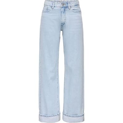 15368955-4959235 ONLY Onlella Mw Wide Fold Up DNM Tai412 Noos, Light Blue Bleached Denim, S / 32L 15368955-4959235 ONLY Onlella Mw Wide Fold Up DNM Tai412 Noos, Light Blue Bleached Denim, S / 32L