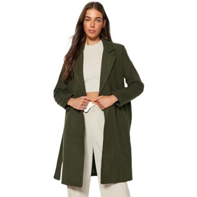 TWOAW20KB0033 Trendyol FeMan Regular Fit Basic Lapel Collar tkany płaszcz, khaki, 38, Khaki, 36 TWOAW20KB0033 Trendyol FeMan Regular Fit Basic Lapel Collar tkany płaszcz, khaki, 38, Khaki, 36