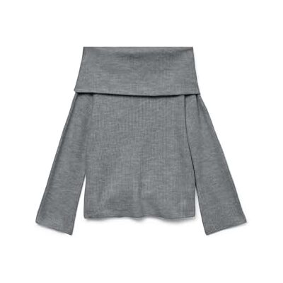 10321940_MediumGreyMelange VERO MODA Damski sweter Vmera Ls Off Shoulder Ga Noos, średni szary melanż, S, Średni szary melanż, S 10321940_MediumGreyMelange VERO MODA Damski sweter Vmera Ls Off Shoulder Ga Noos, średni szary melanż, S, Średni szary melanż, S