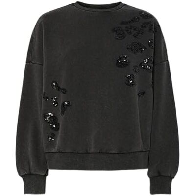 17161667-4872909 PIECES Pcmie Ls Sequins bluza JRS, czarny, XS 17161667-4872909 PIECES Pcmie Ls Sequins bluza JRS, czarny, XS