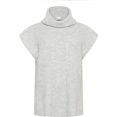10583504 Kaffe Curve Plus Size damskie ponczo Rollneck Luźne dopasowanie bez rękawów Knit, Szary melanż, M duże rozmiary 10583504 Kaffe Curve Plus Size damskie ponczo Rollneck Luźne dopasowanie bez rękawów Knit, Szary melanż, M duże rozmiary