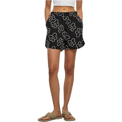 UCL0829006000007 Urban Classics Damskie szorty AOP Viscose Resort, Blackflower, Czarny kwiat, 3XL UCL0829006000007 Urban Classics Damskie szorty AOP Viscose Resort, Blackflower, Czarny kwiat, 3XL