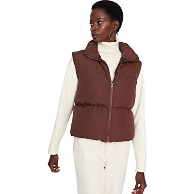 TWOAW23YE00059 Trendyol Damska prosta kamizelka z długimi rękawami, brązowy, XS TWOAW23YE00059 Trendyol Damska prosta kamizelka z długimi rękawami, brązowy, XS