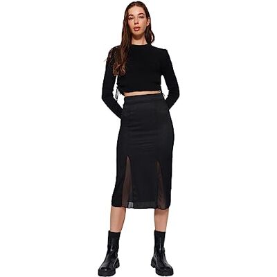 TWOAW24ET00039 Trendyol FeMan Spódnica ołówkowa Regular Fit Spódnica dzianinowa, czarna, S, Czarny, S TWOAW24ET00039 Trendyol FeMan Spódnica ołówkowa Regular Fit Spódnica dzianinowa, czarna, S, Czarny, S