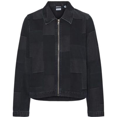 10321078 VMLIKKA LS Zipper Patchwork Shirt, Dark Blue Denim/Szczegóły: patchwork, S 10321078 VMLIKKA LS Zipper Patchwork Shirt, Dark Blue Denim/Szczegóły: patchwork, S