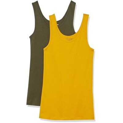 WAE45056SP18-DRKOG-Medium Amazon Essentials Women's Koszulka typu tank slim fit, Pack of 2, Ciemnooliwkowy/Złoty, M WAE45056SP18-DRKOG-Medium Amazon Essentials Women's Koszulka typu tank slim fit, Pack of 2, Ciemnooliwkowy/Złoty, M