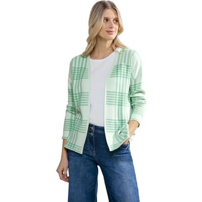 B253758 Cecil Damski kardigan Open Check, Celery Green Melange, M B253758 Cecil Damski kardigan Open Check, Celery Green Melange, M