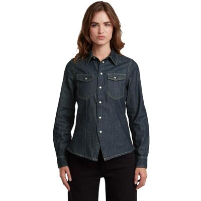 D27925-D539-082 G-STAR Damska koszula Kick Slim Ls Wmn, niebieska (spłukiwana ), L, Niebieski (Płukany ), L D27925-D539-082 G-STAR Damska koszula Kick Slim Ls Wmn, niebieska (spłukiwana ), L, Niebieski (Płukany ), L
