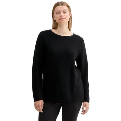 1043734 TOM TAILOR Sweter damski Plussize, 14482 – Deep Black, 52/Duże rozmiary 1043734 TOM TAILOR Sweter damski Plussize, 14482 – Deep Black, 52/Duże rozmiary