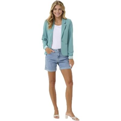 10550800 KAFFE Damska marynarka jednorzędowa Notch Lapel Slim Fit Rib Knit Cuffs, Teal/Grey-chalk Stripe, S 10550800 KAFFE Damska marynarka jednorzędowa Notch Lapel Slim Fit Rib Knit Cuffs, Teal/Grey-chalk Stripe, S