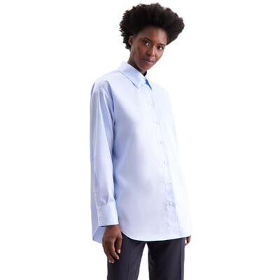850094 Seidensticker Damska bluzka oversize oversize fit jednokolorowa długi rękaw bluzka oversize 100% bawełna, niebieski, 44 850094 Seidensticker Damska bluzka oversize oversize fit jednokolorowa długi rękaw bluzka oversize 100% bawełna, niebieski, 44