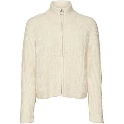 10290808 VERO MODA VMADRIANA LS HIGHNCK Zip Kardigan GA Boo kurtka z dzianiny, brzoza, M, Birch, M 10290808 VERO MODA VMADRIANA LS HIGHNCK Zip Kardigan GA Boo kurtka z dzianiny, brzoza, M, Birch, M