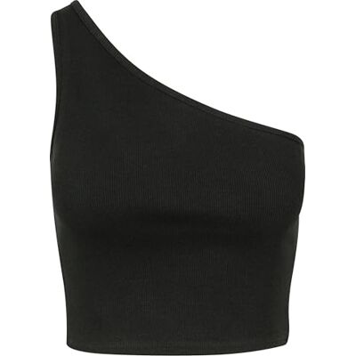 TB2609-00007 Urban Classics Damski top damski Cropped asymetryczny sportowy tank top, krótki krój, dostępny w 4 kolorach, rozmiary XS 5XL, czarny (Black 00007), S TB2609-00007 Urban Classics Damski top damski Cropped asymetryczny sportowy tank top, krótki krój, dostępny w 4 kolorach, rozmiary XS 5XL, czarny (Black 00007), S