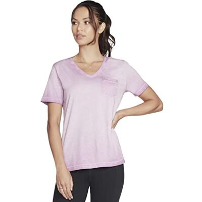 W1TS331 PRHP Skechers Damska koszulka Diamond Wash Hatha Vneck Pocket Tee, Hiacynt fioletowy, M W1TS331 PRHP Skechers Damska koszulka Diamond Wash Hatha Vneck Pocket Tee, Hiacynt fioletowy, M