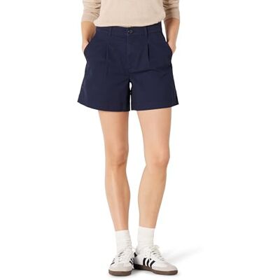 AEWM82419_Navy Amazon Essentials Damskie szorty z wysokim stanem, luźny krój, linia A, elastyczne plecy, granatowy, 54 AEWM82419_Navy Amazon Essentials Damskie szorty z wysokim stanem, luźny krój, linia A, elastyczne plecy, granatowy, 54