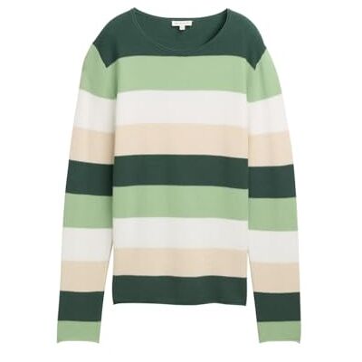 1042952 TOM TAILOR Sweter damski, 37226 – zielony beżowy pasek blokowy, M 1042952 TOM TAILOR Sweter damski, 37226 – zielony beżowy pasek blokowy, M