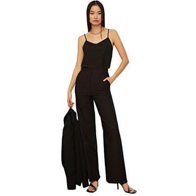 TWOAW21PL0332 Trendyol czarne drapowane spodenki damskie szerokie, czarny, 40 TWOAW21PL0332 Trendyol czarne drapowane spodenki damskie szerokie, czarny, 40