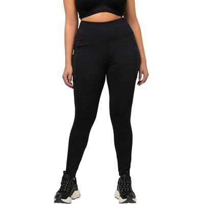 811409 Ulla Popken Damskie legginsy sportowe, szybkoschnące, bardzo elastyczne spodnie, czarny, 45W / 32L 811409 Ulla Popken Damskie legginsy sportowe, szybkoschnące, bardzo elastyczne spodnie, czarny, 45W / 32L