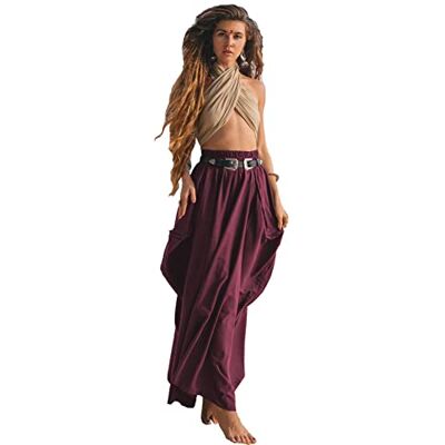 Thaluta Damska spódnica maxi boho z kieszeniami boho bawełna organiczna hipisowska cygańska, Mangostan, Rozmiar uniwersalny Thaluta Damska spódnica maxi boho z kieszeniami boho bawełna organiczna hipisowska cygańska, Mangostan, Rozmiar uniwersalny
