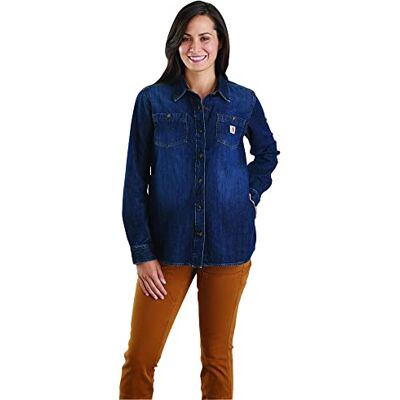 105492ZIN-MEDREG Carhartt Damski lu?ny krój, koszula jeansowa z d?ugim r?kawem, zion, M 105492ZIN-MEDREG Carhartt Damski lu?ny krój, koszula jeansowa z d?ugim r?kawem, zion, M