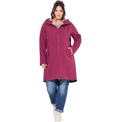 826399 Ulla Popken Damska kurtka softshellowa, duże rozmiary, duże rozmiary, plus size, długa kurtka softshellowa, wodoodporna, z kapturem, rubinowy, 42-44 826399 Ulla Popken Damska kurtka softshellowa, duże rozmiary, duże rozmiary, plus size, długa kurtka softshellowa, wodoodporna, z kapturem, rubinowy, 42-44