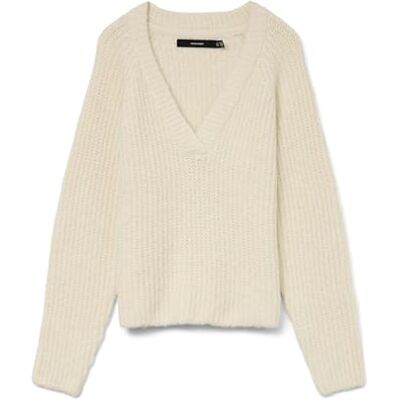 10331804-4795869 VERO MODA Vmnovah Rib Ls V-Neck sweter Noos, brzoza, XL 10331804-4795869 VERO MODA Vmnovah Rib Ls V-Neck sweter Noos, brzoza, XL