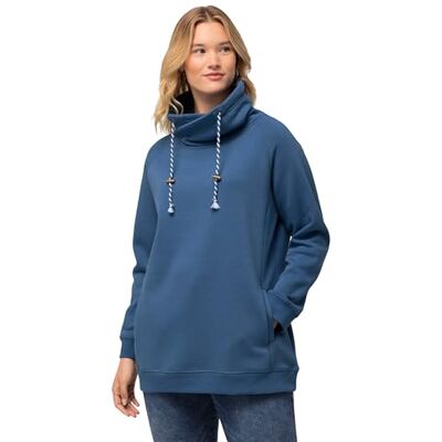713963 Ulla Popken Bluza, Weiter Stehkragen, Taschen, Raglan-Langarm, koszulka dresowa, niebieska denim, 58-60 damska 713963 Ulla Popken Bluza, Weiter Stehkragen, Taschen, Raglan-Langarm, koszulka dresowa, niebieska denim, 58-60 damska