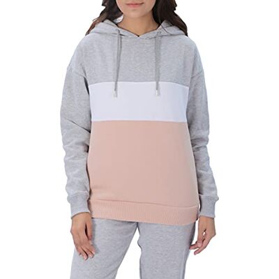 5056242861508 M17 Damska bluza z kapturem, w paski, miękka, przytulna, luźna, z długim rękawem, bluza (XL, szara), szary, M 5056242861508 M17 Damska bluza z kapturem, w paski, miękka, przytulna, luźna, z długim rękawem, bluza (XL, szara), szary, M