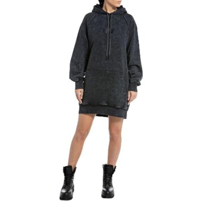 W9057 .000.22890LM Replay Damska bluza oversize z kapturem, 099 Blackboard, XL W9057 .000.22890LM Replay Damska bluza oversize z kapturem, 099 Blackboard, XL