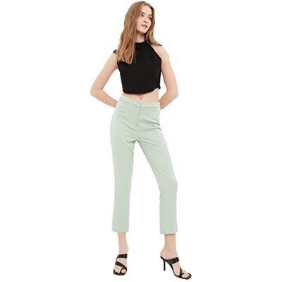 TWOSS20PL0075 Spodnie damskie Trendyol Foader, zielony, 40 TWOSS20PL0075 Spodnie damskie Trendyol Foader, zielony, 40